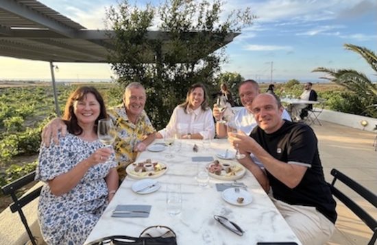 Enjoying a wine pairing at Sigalas winery